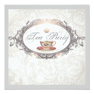 Tea Party Bridal Shower Invitations Sndclsh Com Brown Stripes Tea Cups Bridal Shower Invitation Party Invitations