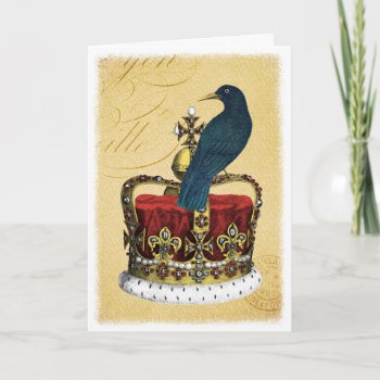 Vintage Royal Crown And Raven Card by Charmalot at Zazzle