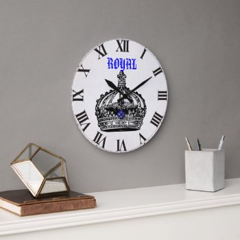 Vintage Royal Crown Large Clock by BluePress at Zazzle