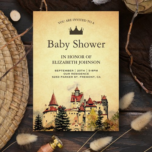Vintage Royal Fairytale Castle Baby Shower Invitation
