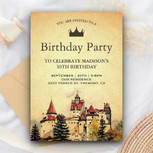 Vintage Royal Fairytale Castle Birthday Party Invitation