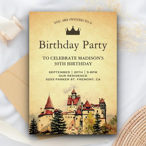Vintage Royal Fairytale Castle Birthday Party Invitation