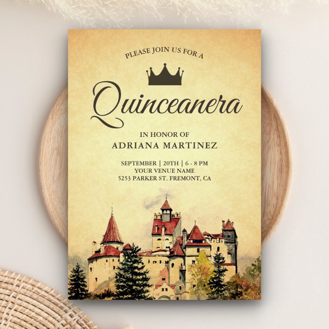 Vintage Royal Fairytale Castle Quinceanera Invitation (Creator Uploaded)
