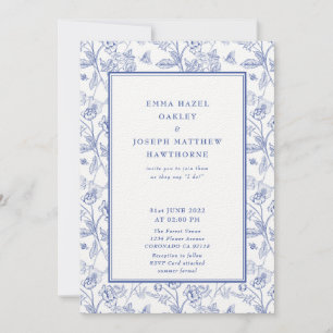 Vintage royal floral crest pastel blue Wedding Invitation