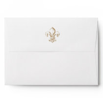Vintage Royal Gold French Fleur de Lis Wedding Envelope