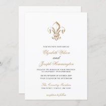 Vintage Royal Gold French Fleur de Lis Wedding Invitation