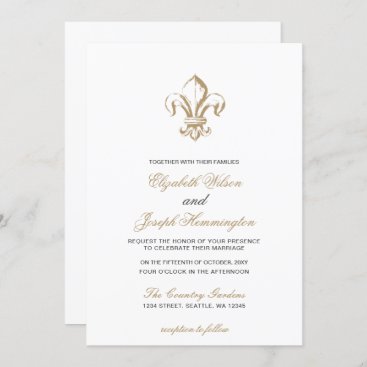 Vintage Royal Gold French Fleur de Lis Wedding Invitation
