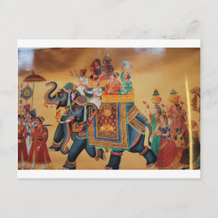 VINTAGE ROYAL INDIAN WEDDING PROCESSION ELEPHANT POSTCARD