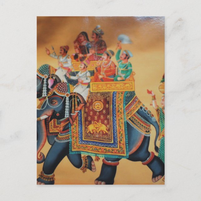 VINTAGE ROYAL INDIAN WEDDING PROCESSION  ELEPHANT POSTCARD (Front)