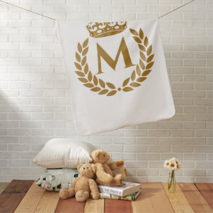 Vintage Royal King Golden Crown Name Initial Black Baby Blanket