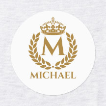 Vintage Royal King Golden Crown Name Initial Black