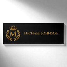 Vintage Royal King Golden Crown Name Initial Black