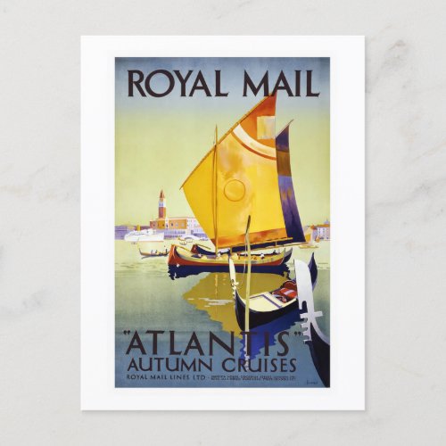 Vintage Royal Mail Atlantis Autumn Cruises Travel  Postcard