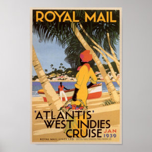 Vintage Royal Main Atlantis West Indies Cruise Jan Poster
