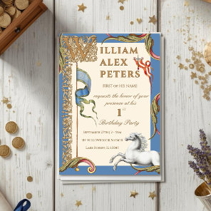Vintage Royal Medieval 1st Birthday Invitation