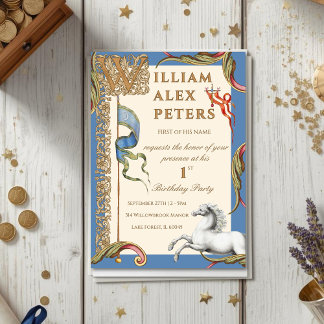 Vintage Royal Medieval 1st Birthday Invitation