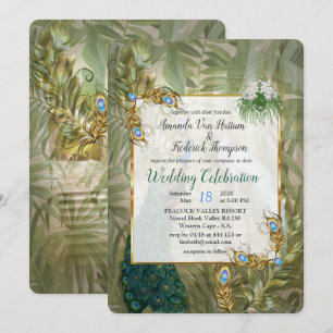 Vintage Royal Peacock Temple Dreams Invitation
