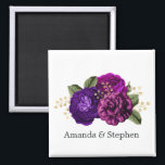 Vintage Royal Purple and Gold Floral Wedding Magnet<br><div class="desc">Royal purple and gold vintage wedding favors designed to be quickly and easily customized to your event specifics. Should your names look a bit off-centered when entered,  "Click to customize further" (the blue link at the bottom of "Personalize this template") to easily adjust in the design area.</div>