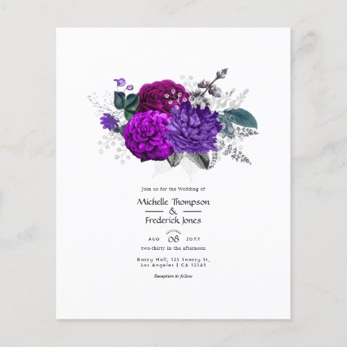 Vintage Royal Purple and Silver Floral Wedding Flyer