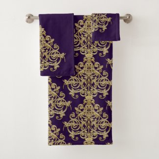 Vintage Royal Purple Gold Damask 