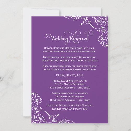 Wedding Rehearsal and Dinner Invitations | Purple