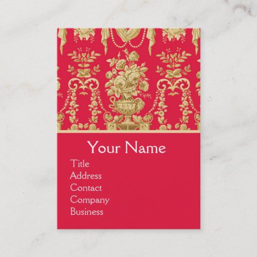 VINTAGE ROYAL RED FRENCH FLORALFLOWER VASESROSES BUSINESS CARD