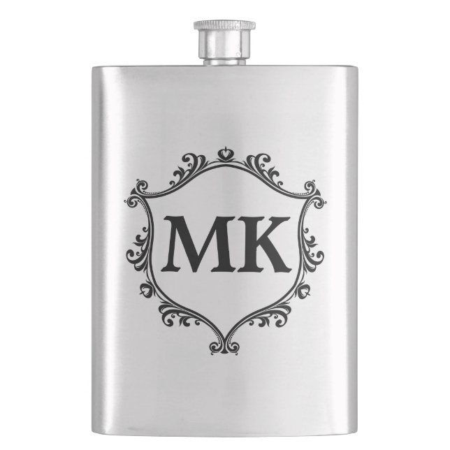 Vintage royal shield personalized name monogram  flask (Front)