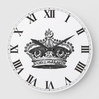 Vintage Royal Star Crown Large Clock by BluePress at Zazzle