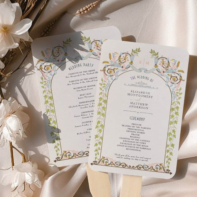 Vintage Royal Wedding Program Card Hand Fan (Creator Uploaded)
