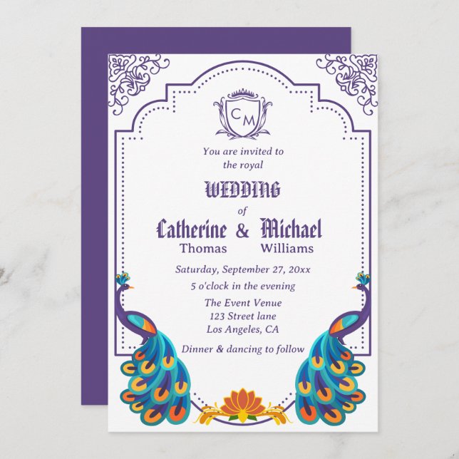 Vintage Royal Wedding With Name Monogram Invitation (Front/Back)