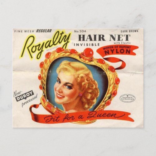 Vintage Royalty Hair Net Ad Postcard
