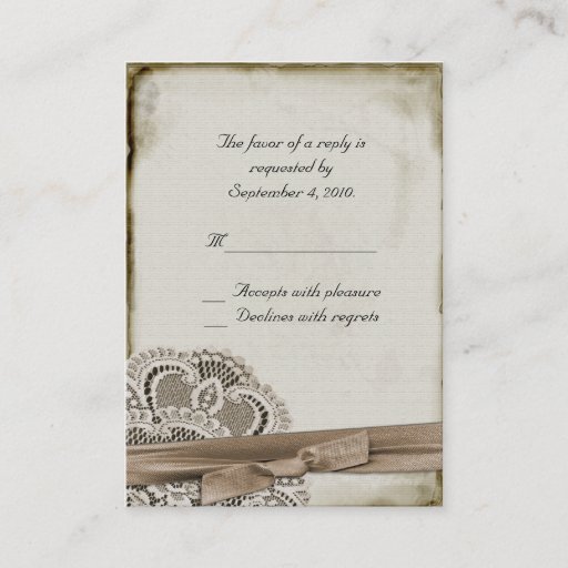 Customizable Vintage RSVP Card Business Cards