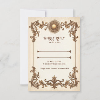 Vintage RSVP Card Elegant Wedding Response Card