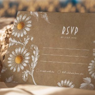 Vintage RSVP Card with Filigree Daisy Motif