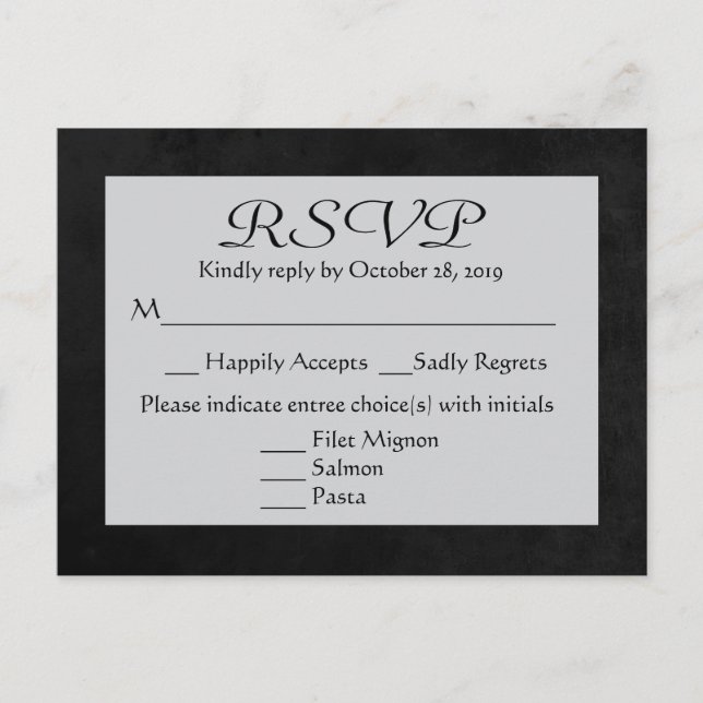 Vintage RSVP Gray & Black Chalkboard Post Card (Front)