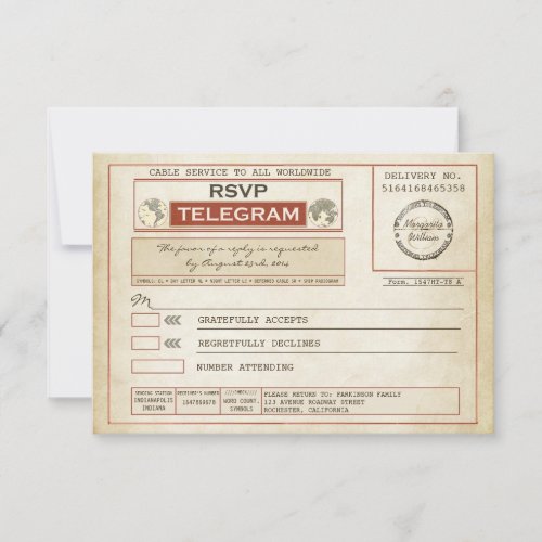 vintage RSVP WEDDING telegrams
