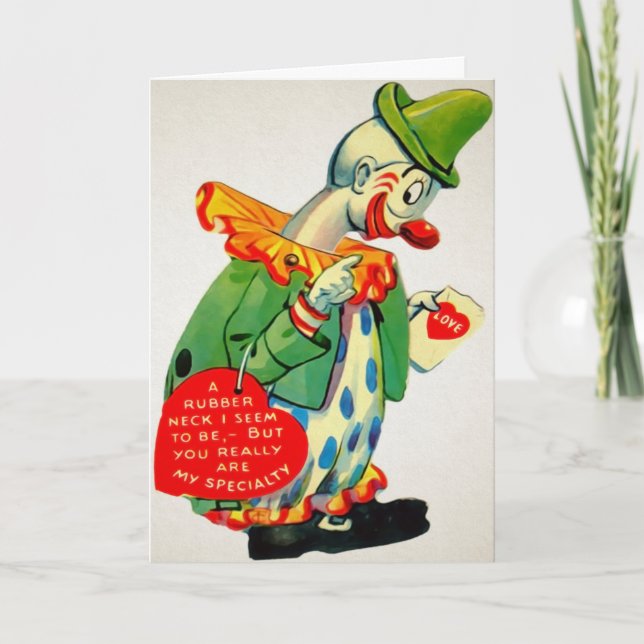 Vintage Rubberneck Clown Valentine's Day Card (Front)