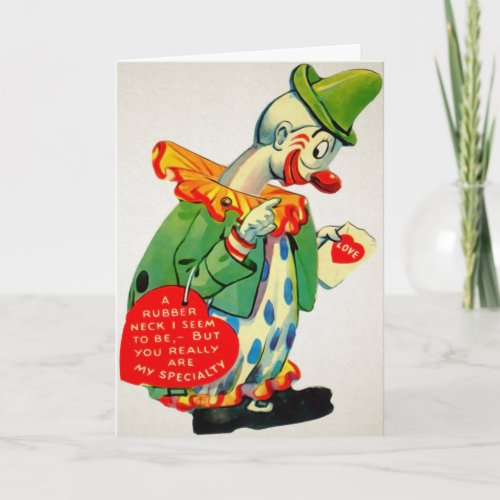 Vintage Rubberneck Clown Valentines Day Card
