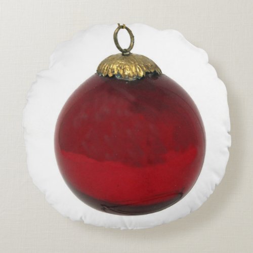 Vintage ruby_red glass bauble ornament round pillow