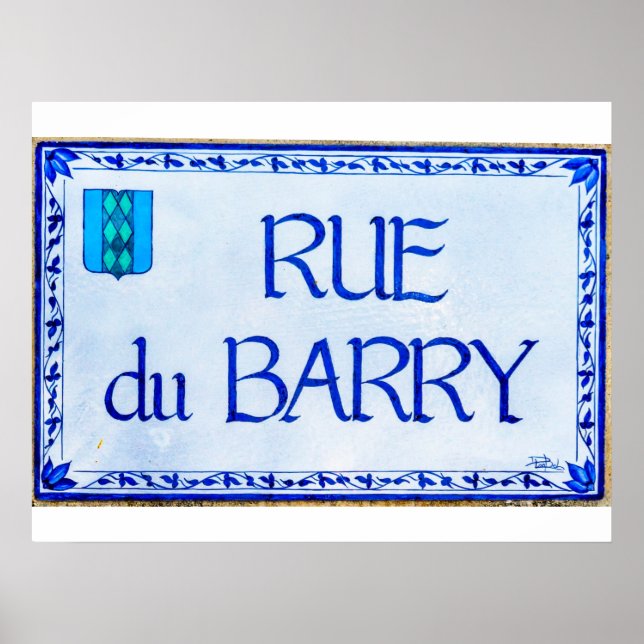 Vintage Rue du Barry French street sign (Front)