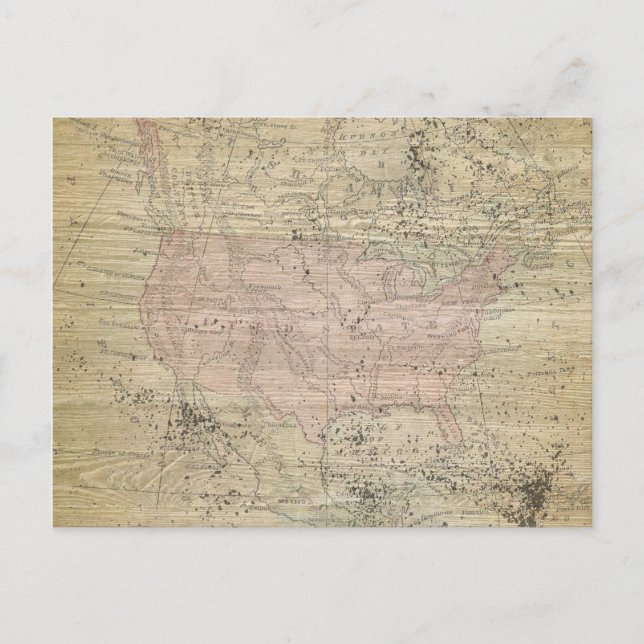 Vintage Rugged Wood Look Map Postcard (Front)