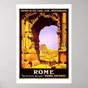 Vintage Ruins of Rome Italy Travel Poster