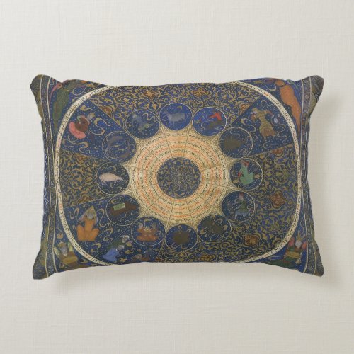 Vintage Rulers Horoscope Antique Islamic Zodiac Accent Pillow