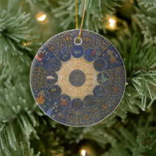 Vintage Rulers Horoscope, Antique Islamic Zodiac Ceramic Ornament