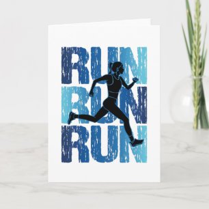Vintage Runner Girl - Run Run Run Card