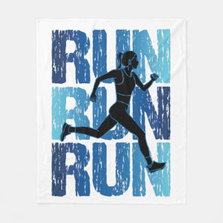 Vintage Runner Girl - Run Run Run Fleece Blanket