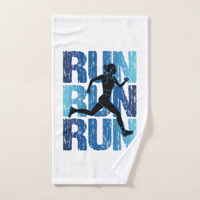 Vintage Runner Girl - Run Run Run Hand Towel (Hand Towel)