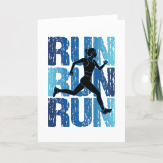 Vintage Runner Girl - Run Run Run Holiday Card