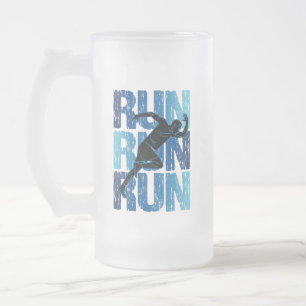 Vintage Runner - Run Run Run Frosted Glass Beer Mug