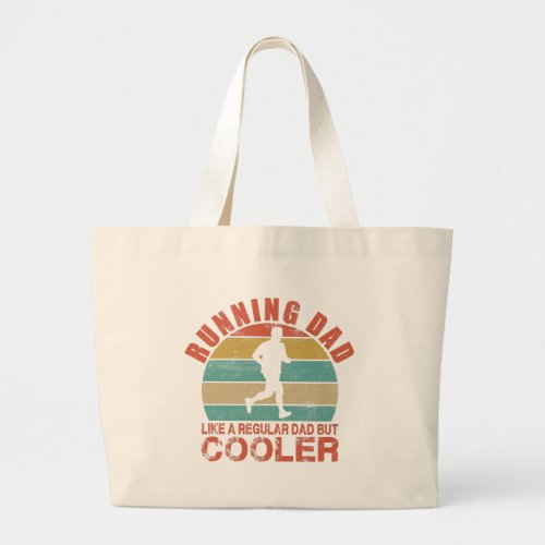 Vintage Running Dad Like A Regular Dad But Cooler Large Tote Bag